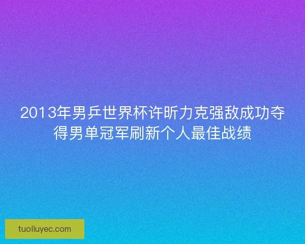 2013年男乒世界杯许昕力克强敌成功夺得男单冠军刷新个人最佳战绩