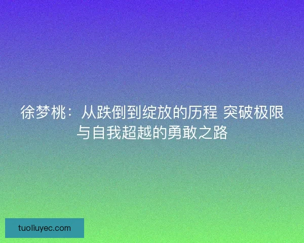 徐梦桃：从跌倒到绽放的历程 突破极限与自我超越的勇敢之路