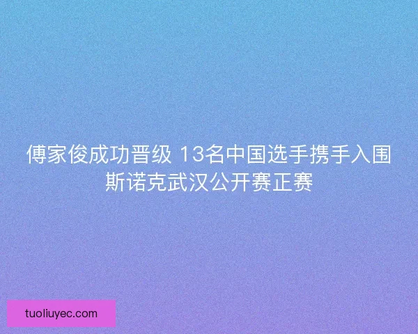 傅家俊成功晋级 13名中国选手携手入围斯诺克武汉公开赛正赛